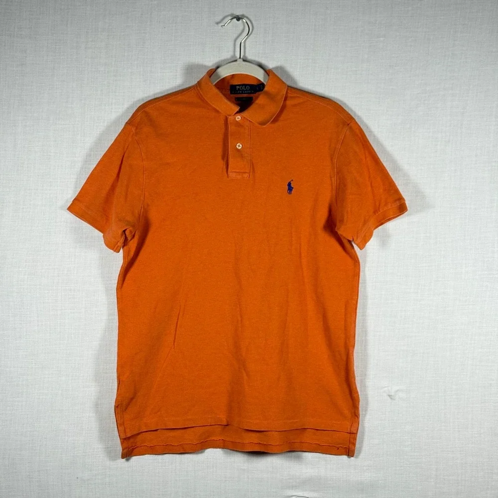 Polo Ralph Lauren Polo Shirt Mens L Orange Custom Fit Short Sleeve Pony Logo